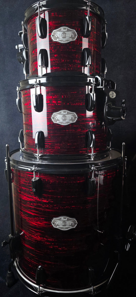 Pearl 4-Piece Vision Birch Drum Shell Pack - Red/Black Oyster Wrap
