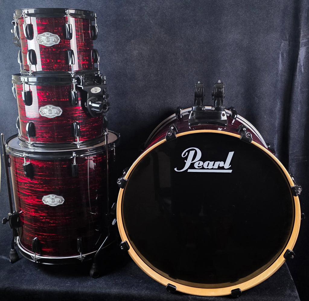 Pearl 4-Piece Vision Birch Drum Shell Pack - Red/Black Oyster Wrap